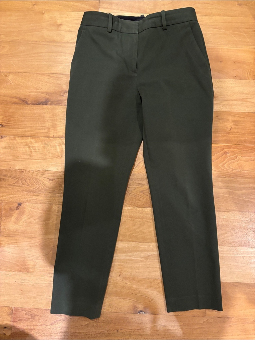 Theory khaki green trousers with stretch